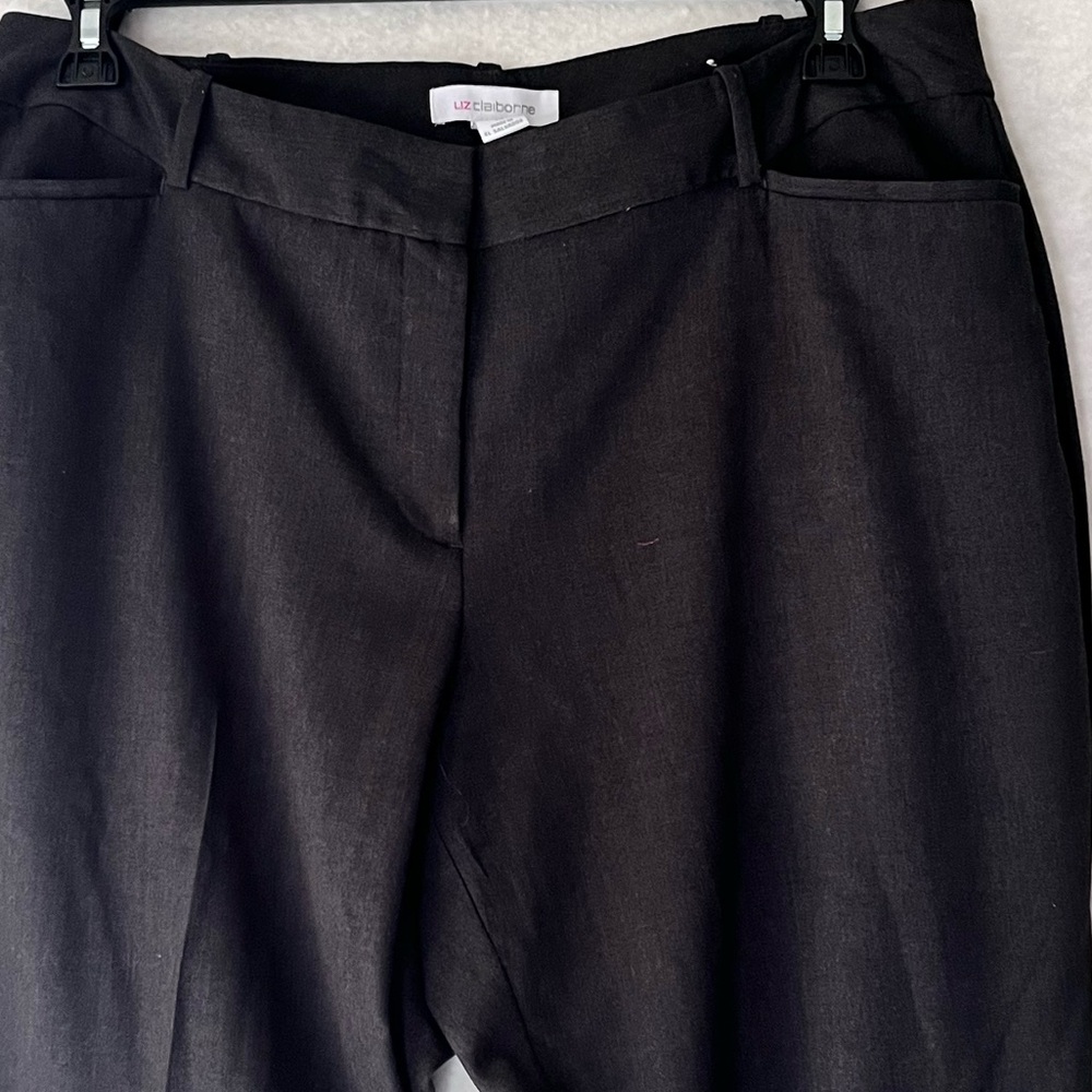 Liz Claiborne Audra Black Women Dark Grey Straight Leg Dress Pants Size 14